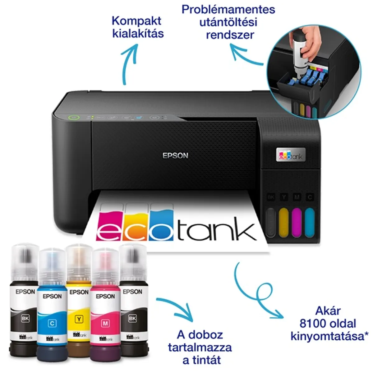 EPSON C11CJ67434 EcoTank L3270 fekete tintasugaras WiFi ePrint eFax Web 100 lapos bemeneti 30 lapos kimeneti #3