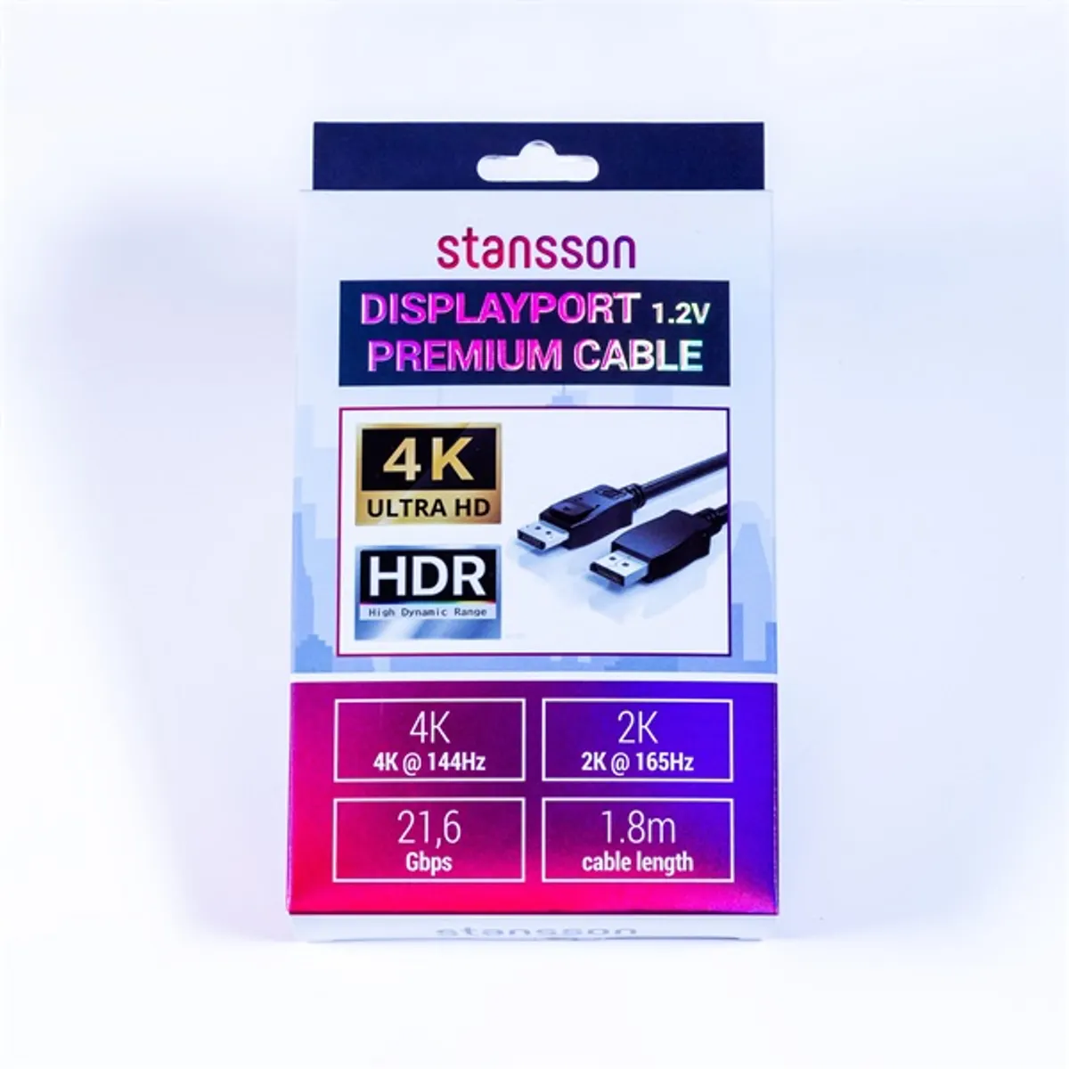 Stansson SIC-DP-004-D DisplayPort kábel 1,8 m v1.2 4K HDR 144 Hz #3