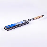 IRIS KT-204 grillező kosár 25x4,5 cm tapadásmentes fém fa fogantyú 43x4,5x3 cm