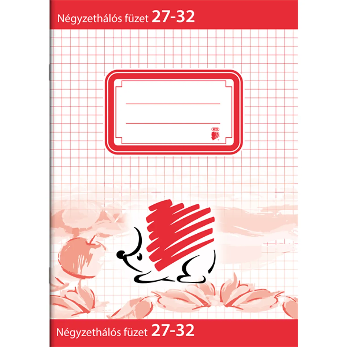 SÜNI 7500051000 A5 27-32 kockás füzet 210x150 32 lap 80 g per m2 álló fűzött papírfedél fehér piros #1