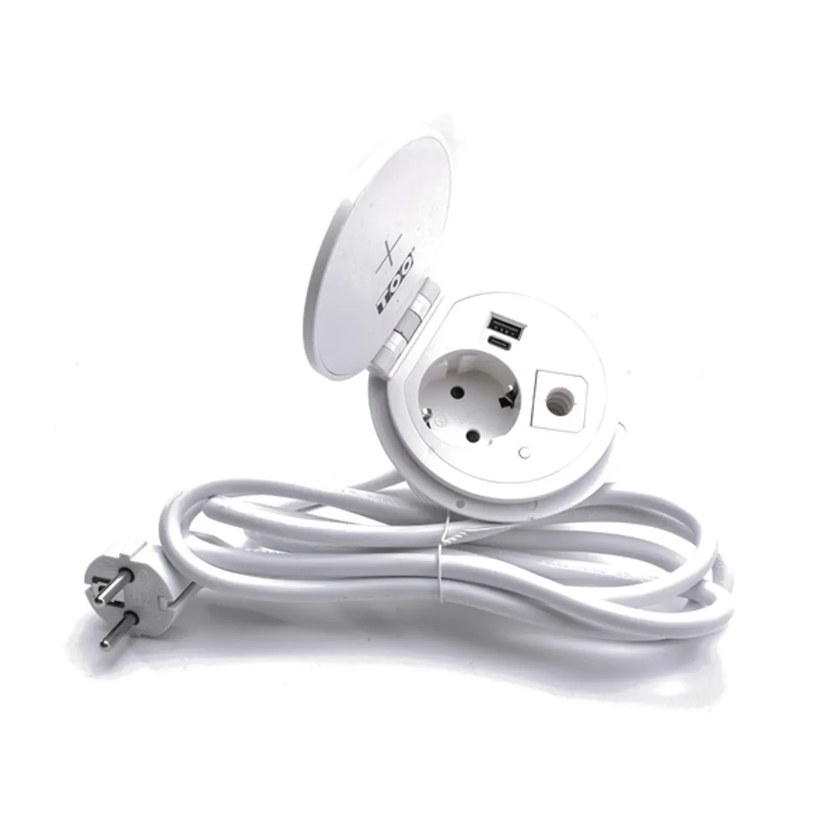 TOO GPS-104-1W Beépíthető elosztó fehér 1x SCHUKO USB-A USB-C 180 cm Qi töltés #2