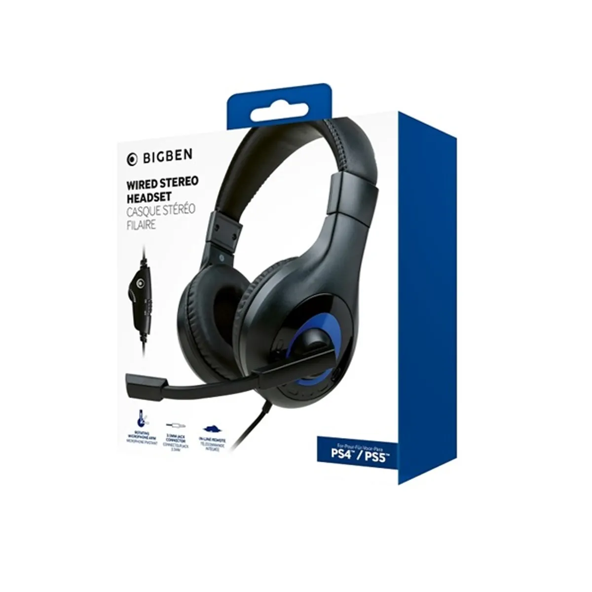 BigBen 2807364 V1 fekete 40 mm 3,5 mm jack PS4 PS5 kompatibilis baloldali mikrofon vezetékes #1