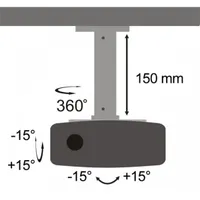 SBOX PM-18 mennyezeti projektor tartó alumínium fehér max 150 mm 13,5 kg forgatható 360° billenthető 15° kábelrendező 54-320 mm kompatibilis projektor #3
