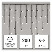 EMOS D4CC01 jégcsap fényfüggöny 3,6 m 200 LED IP44 hideg fehér 8 üzemmód #3