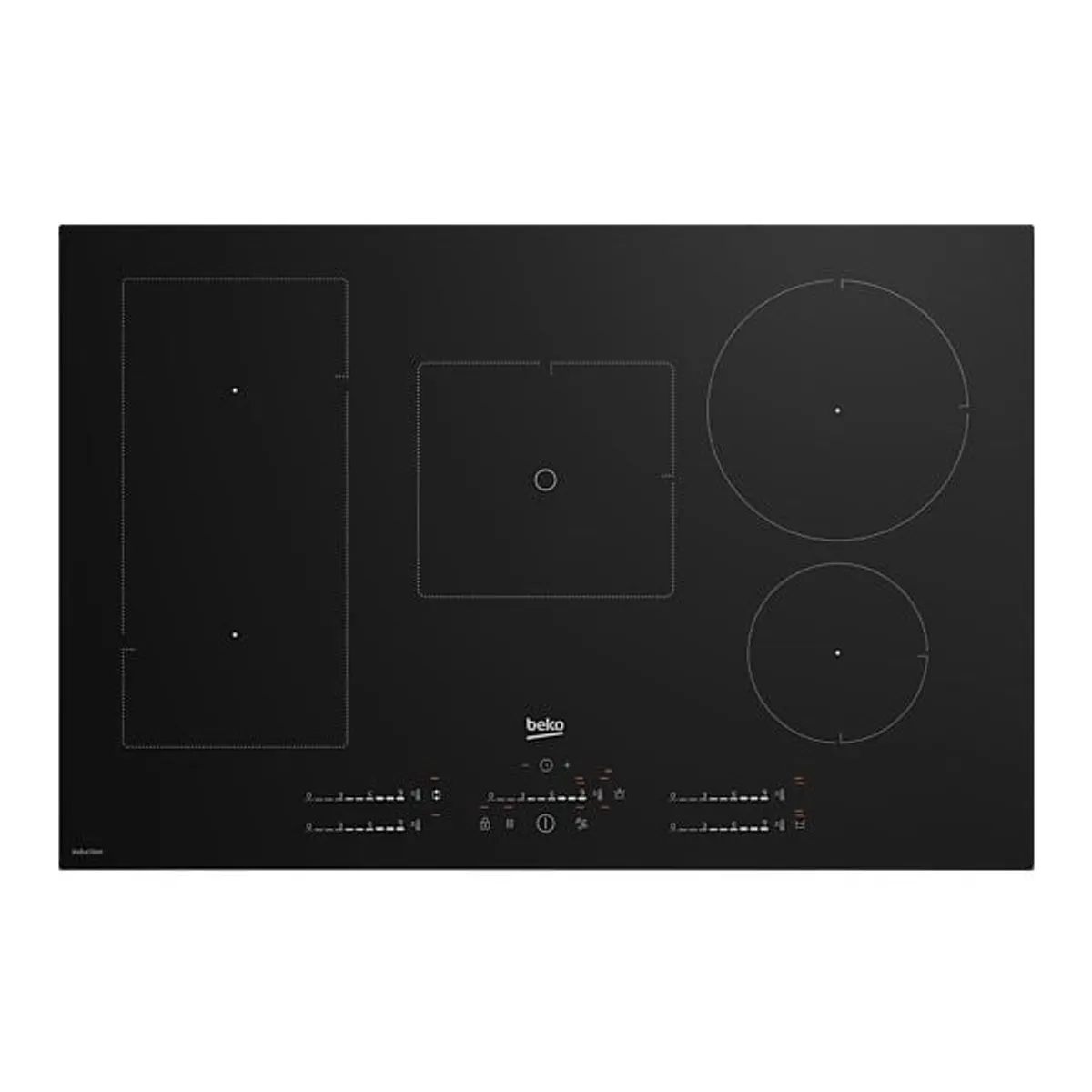 BEKO 7757188705 HII85770UFT Indukciós 5 zónás IndyFlex LED kijelző Stop Go maradékhő automatikus kikapcsolás gyermekzár 75 cm #1