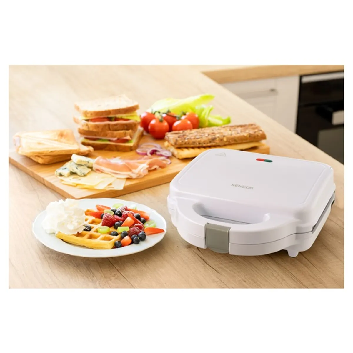 SENCOR 41018418 3in1 Szendvicssütő fehér, 750 W, 230 x 135 mm sütőlapok, 2 db, tapadásmentes #6