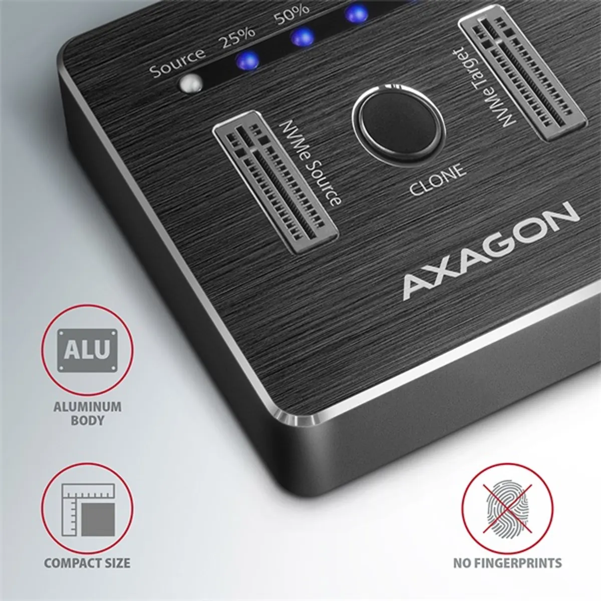 Axagon ADSA-M2C M.2 dokkoló 2x NVMe USB-C alumínium külső #5