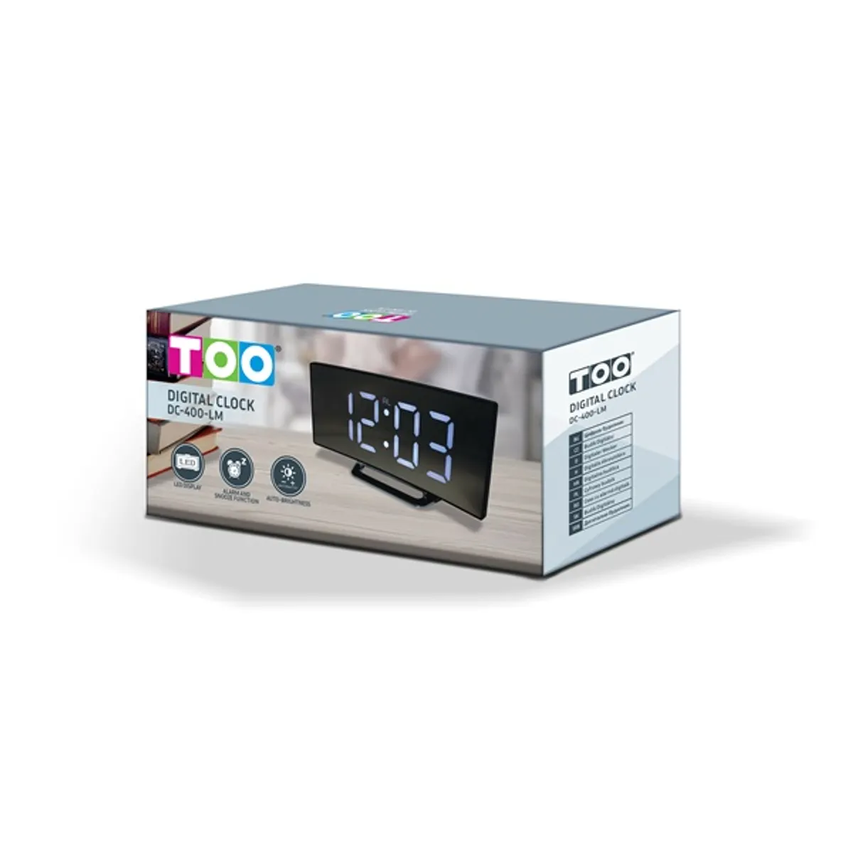TOO DC-400-LM Digitális óra LED kijelző 12-24 órás formátum hőmérséklet °C-°F ébresztő és szundi éjszakai mód fekete 17,6 x 6,1 x 8,4 cm 3xAAA #2
