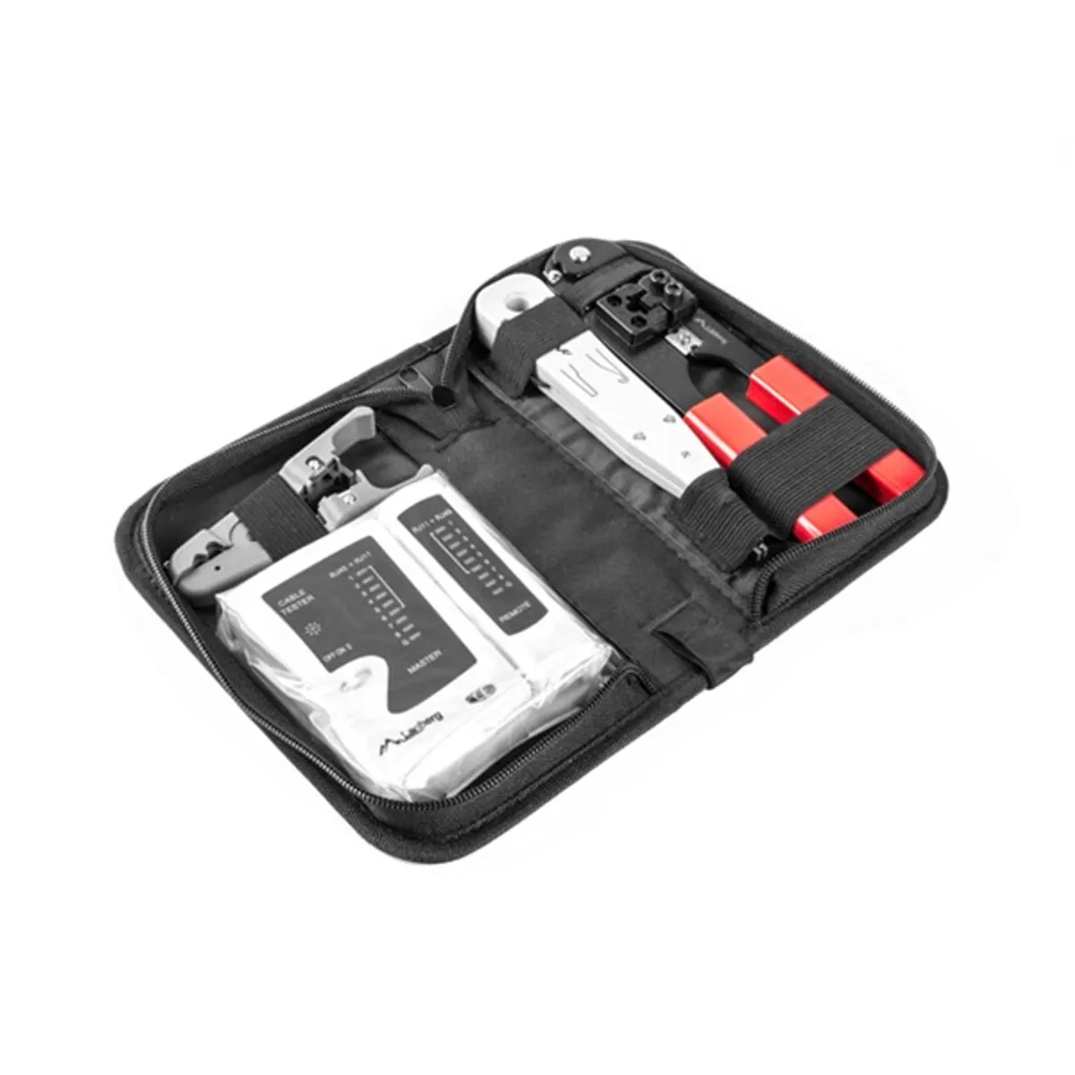 LANBERG NT-0301 Hálózati szerszámkészlet és tesztelő Kábelteszter RJ-45 RJ-12 RJ-11 Krimpelő szerszám 8p8c #7