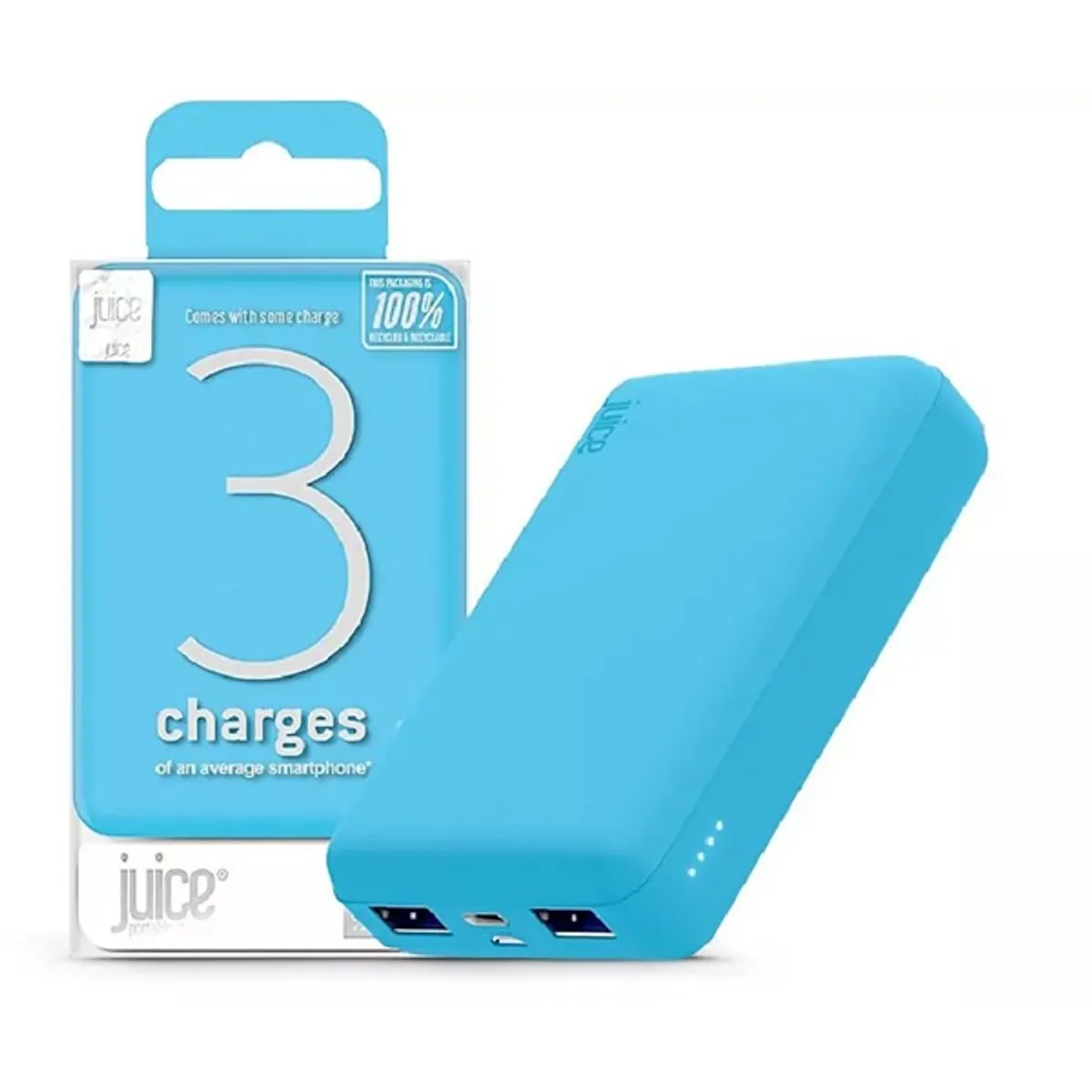 JUICE JU194716 ECO 3 Charge 10000mAh 2x USB-A, 1x USB-C kékeszöld Újrahasznosított műanyag #1