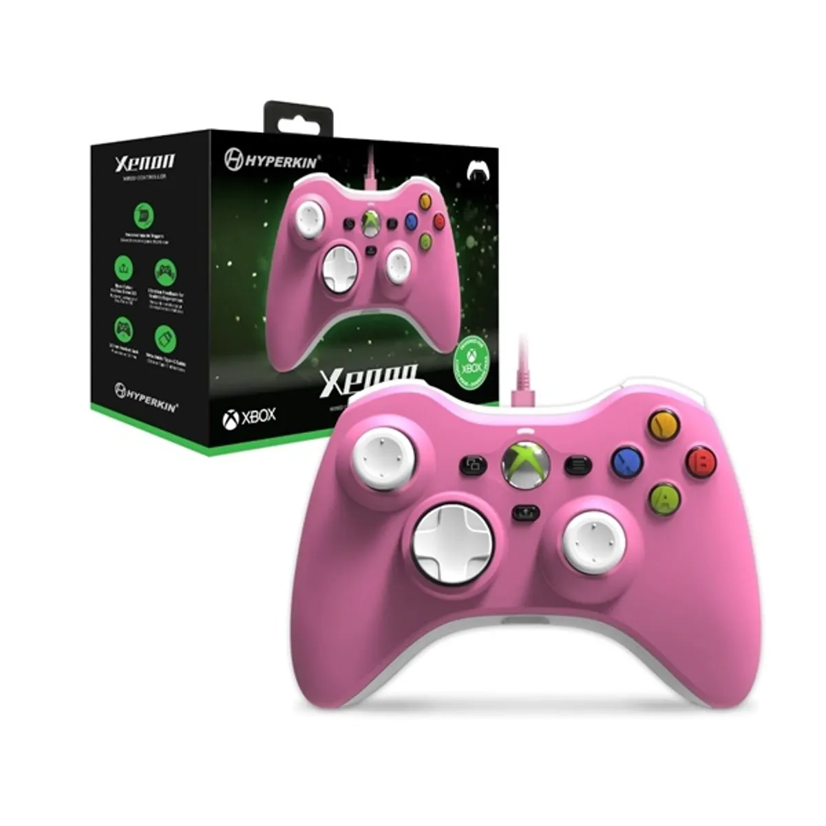 HYPERKIN M01368-PI Xenon kontroller rózsaszín vezetékes Windows 10 és 11 Xbox Series és Xbox One kompatibilis #1
