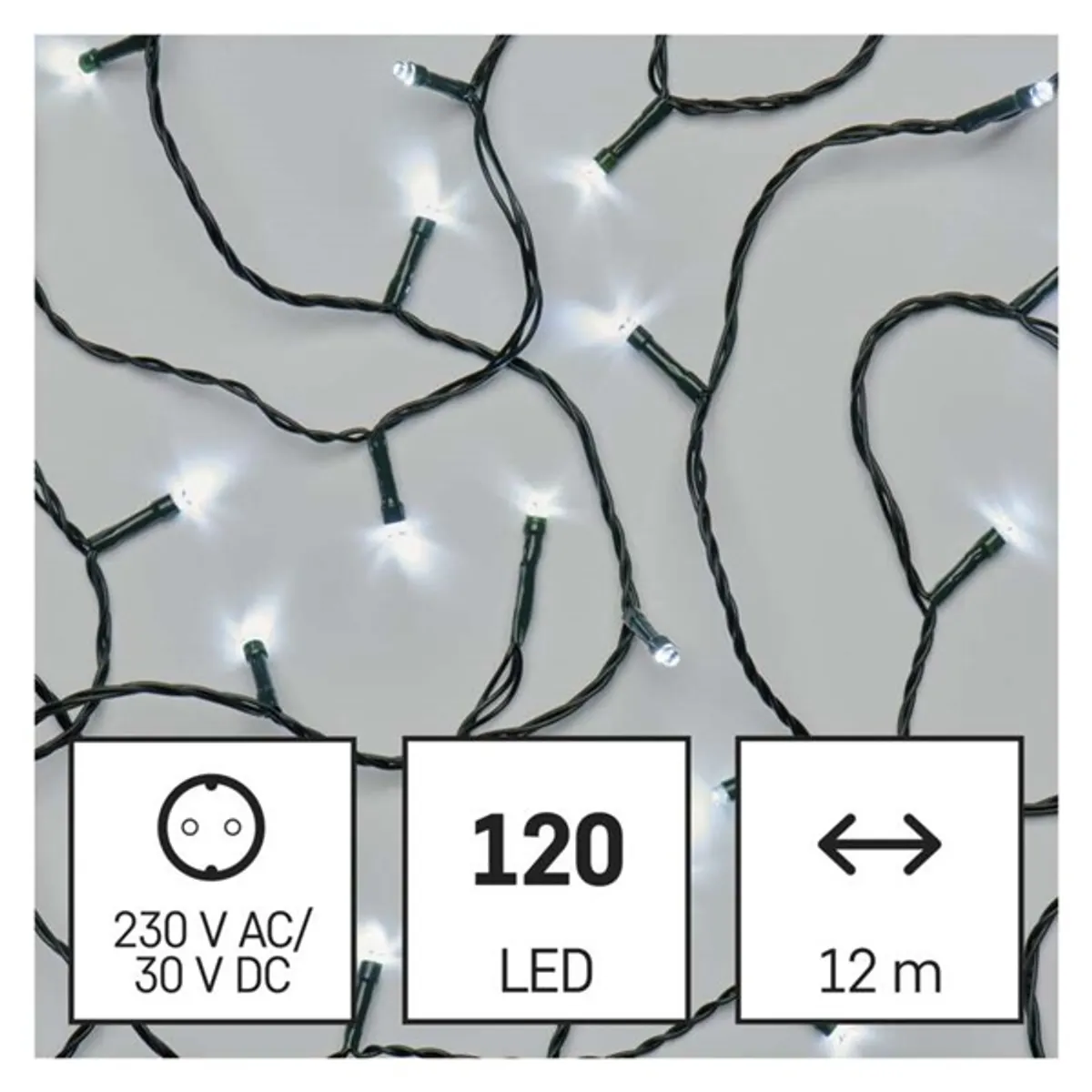 Emos D4AC03 Fényfüzér 12 m LED hideg fehér IP44 kültéri beltéri zöld kábel időzítő #3
