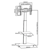 SBOX FS-500 görgős prezentációs állvány 37"-70" VESA 600x400; 40 kg; 1200-1800 mm; tilt 12°; kábelrendezés; DVD polc #2