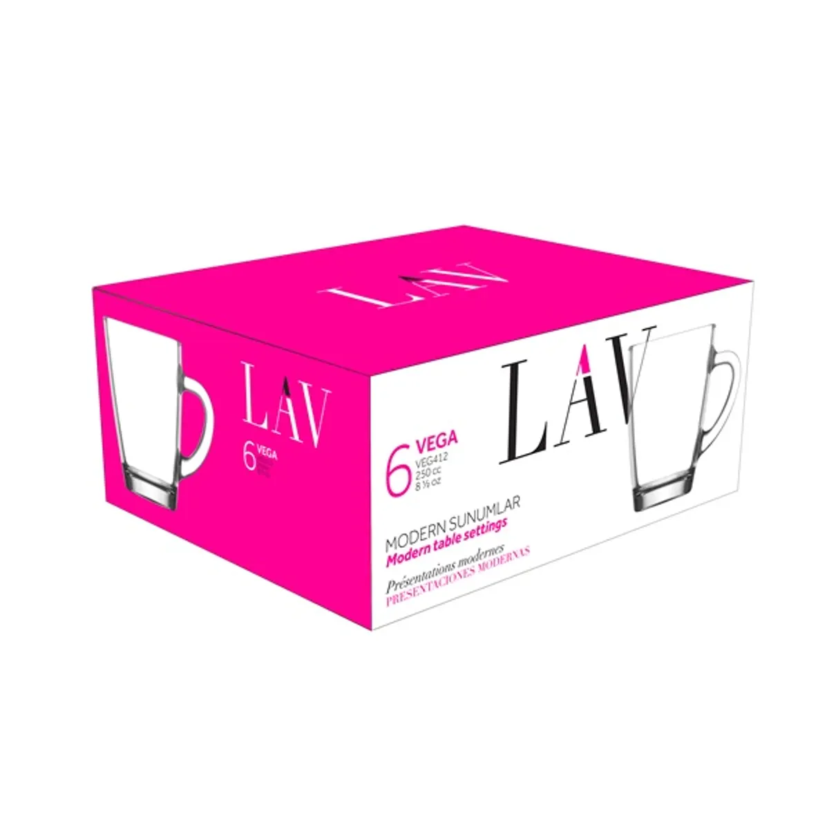 LAV LV-VEG412F Vega bögre készlet 6 db 250ml üveg átlátszó #1