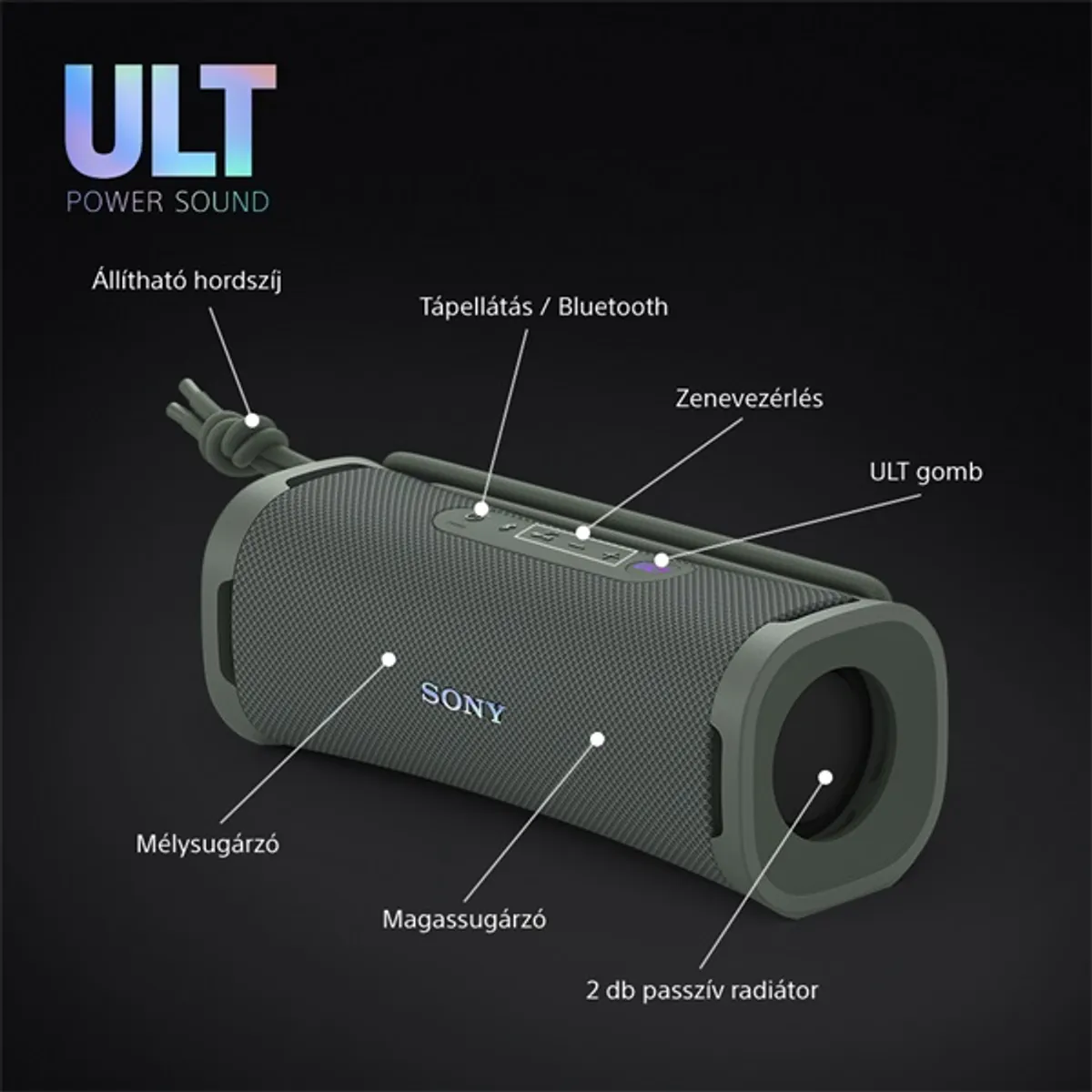 Sony SRSULT10H.CE7 ULT FIELD 1 hordozható Bluetooth hangszóró IP67 12 óra üzemidő #8