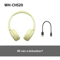 Sony WHCH520Y.CE7 WHCH520 Bluetooth fejhallgató sárga 30 mm hangszóró 50 óra üzemidő #9