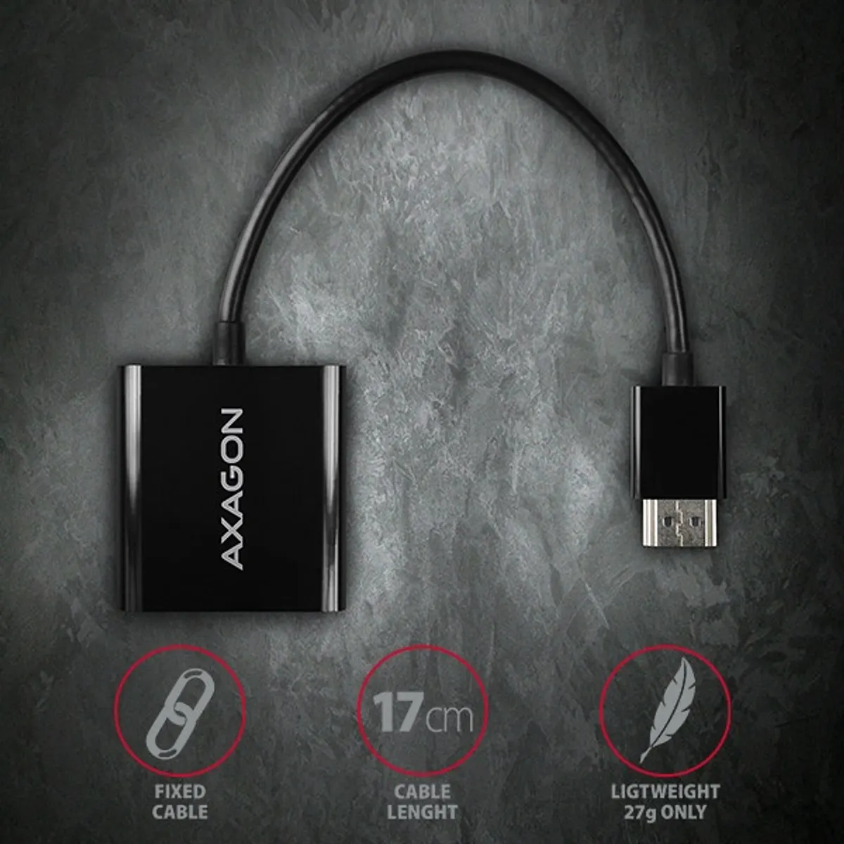 AXAGON RVH-VGN HDMI to VGA aktív adapter fekete 15 cm #5