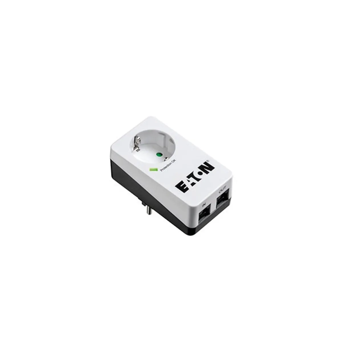 Eaton PB1TD protection box 1DIN fehér fekete bemenet schuko CEE7 kimenet schuko DIN RJ11 max terhelés 4000W #1