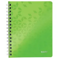 Leitz 46410054 A5 spirálfüzet kockás 80 lap 80 g m2 mikroperforált lyukasztott polipropilén borító lefűzhető tasakkal zöld FSC