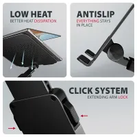 Axagon STND-LRB laptopállvány 360° forgatás, dupla zsanér, kihúzható kar, fekete, 10–17.3" készülékekhez #5