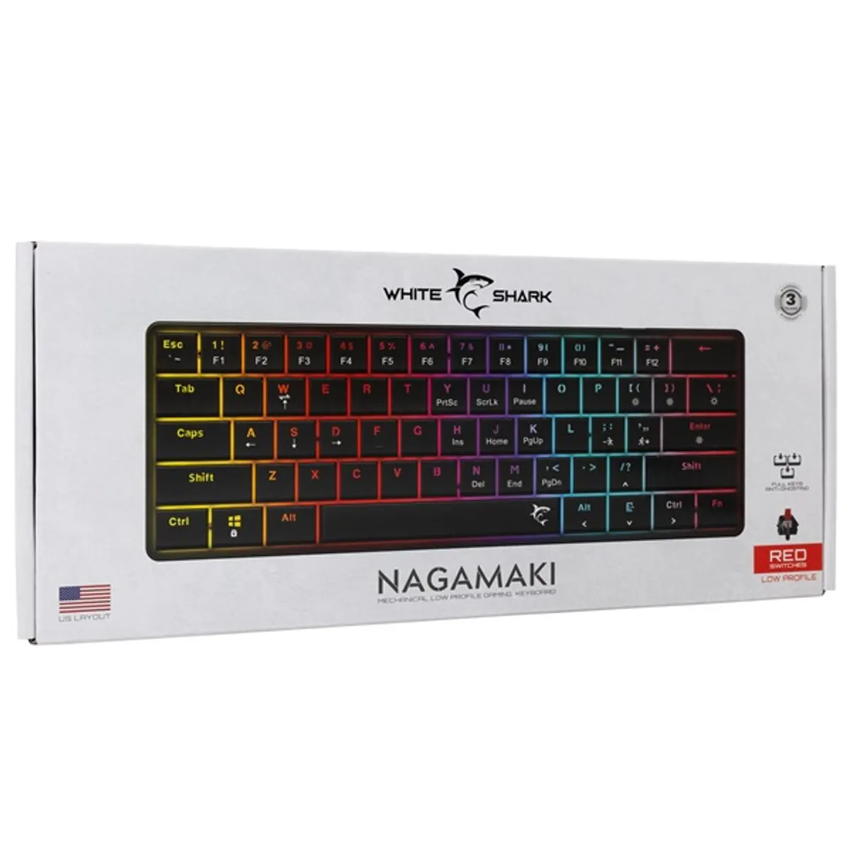 White Shark WS GK-006111-B/R-US Nagamaki fekete mechanikus USB-C RGB 61-62 gomb anti-ghosting #9