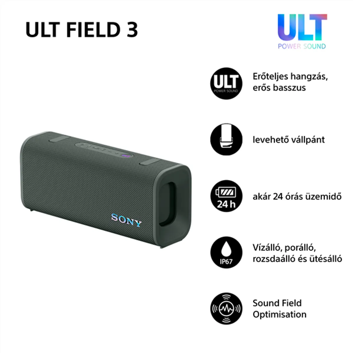 Sony SRSULT30H.CE7 ULT FIELD 3 IP67 víz- és porálló 24 óra üzemidő USB Type-C #4