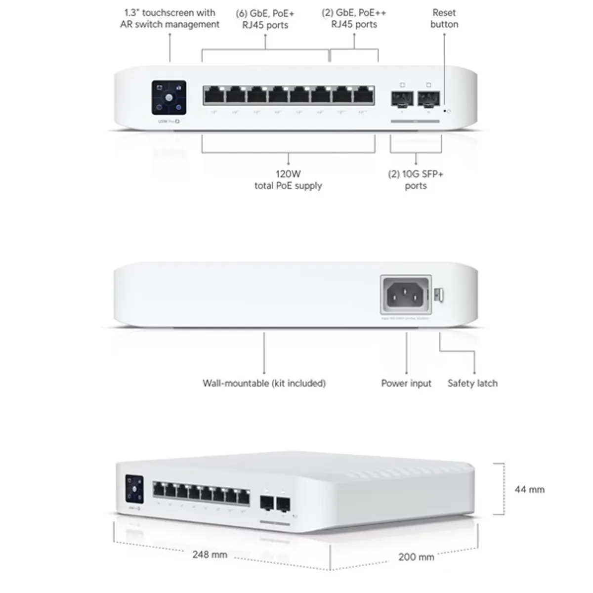UBIQUITI USW-PRO-8-POE UniFi Switch Pro 8 PoE 6x PoE portok, 2x 10G SFP portok #2