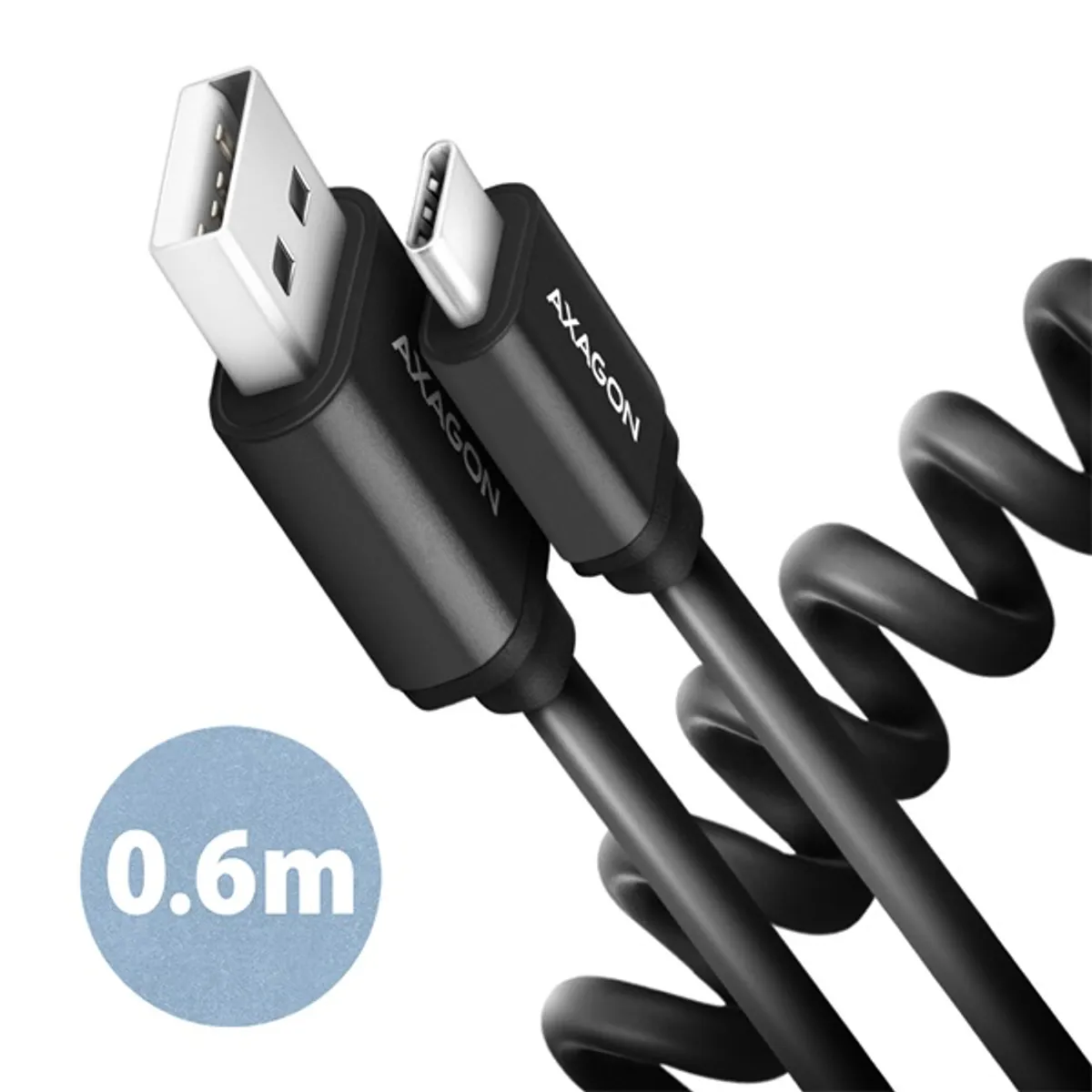 AXAGON BUCM-AM10TB Twister USB-C USB-A kábel 60 cm fekete #1