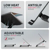 AXAGON STND-LQB állvány 10" - 17.3" laptop és táblagép, csúszásmentes alumínium, 205 mm magasság, dőlésszög 0-180 fok, összecsukható, fekete #3