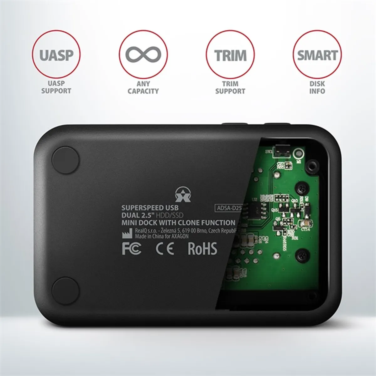 AXAGON ADSA-D25 duál dokkoló külső USB SATA 2,5" fekete #6