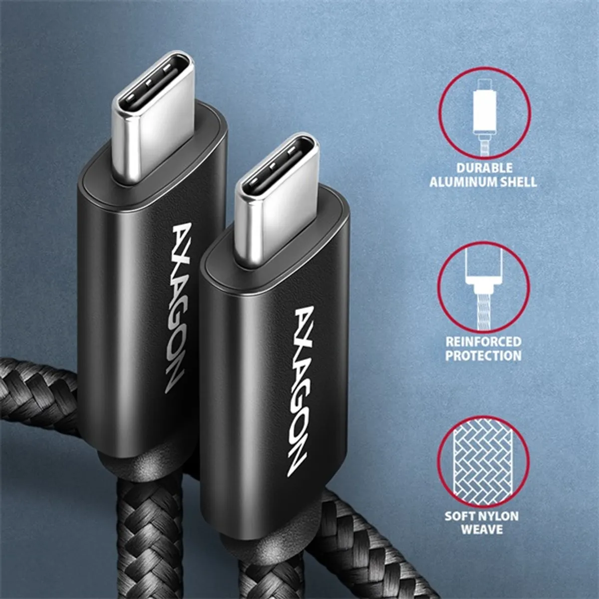 Axagon BUCM2-CM25AB CHARGE adat- és töltőkábel 2,5 m fekete USB-C USB-C #3
