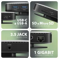 Axagon HMC-UFO USB-C 9in1 hub USB-C és Type A 65 cm HDMI 1 LAN 1 Micro SD;SD 3 USB táp nélküli #3