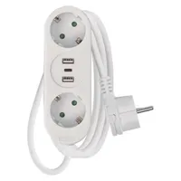 Emos P0221U Elosztó Schuko 1x USB-C 2x USB-A 150 cm fehér