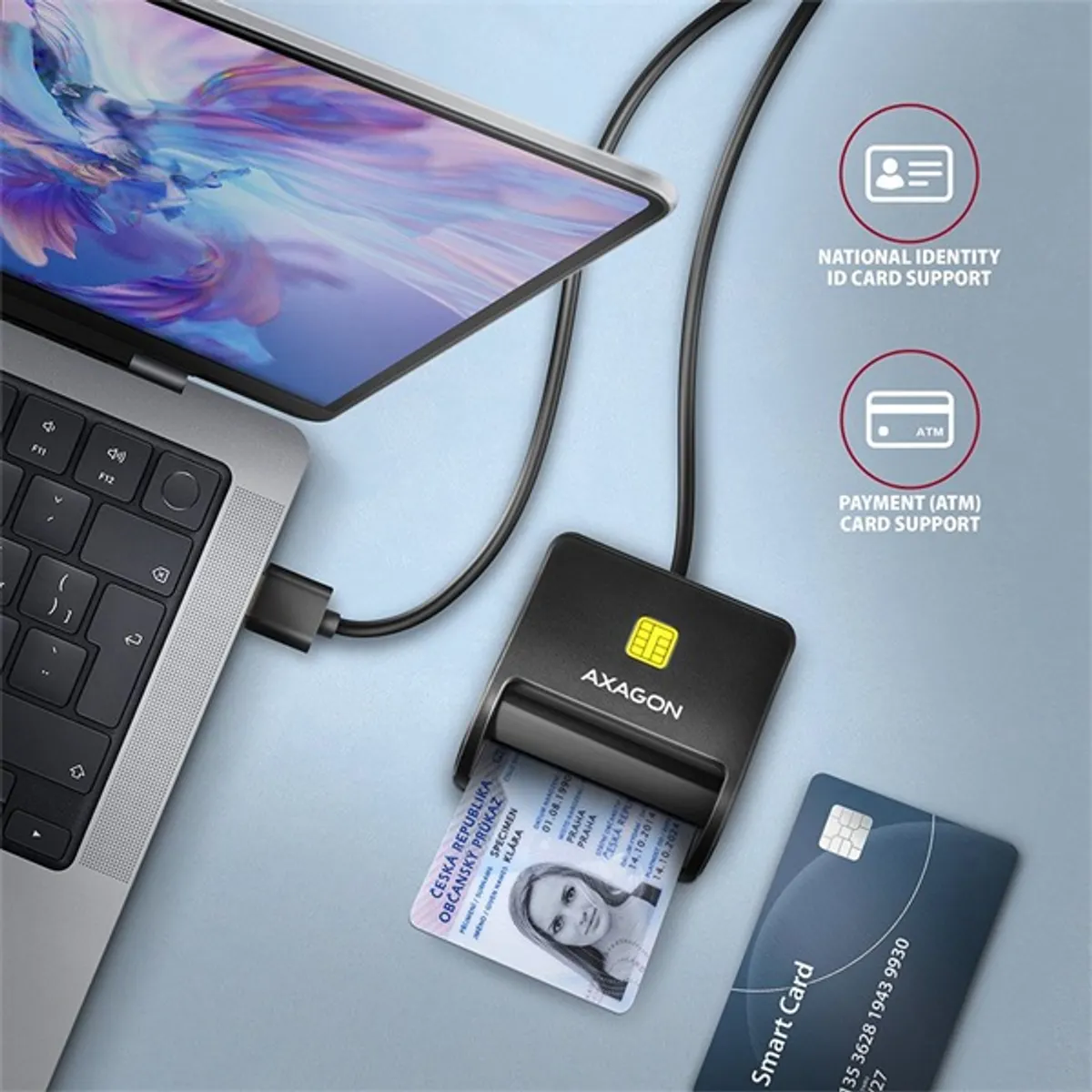 AXAGON CRE-SM3N Smart Card FlatReader USB 2.0 #2