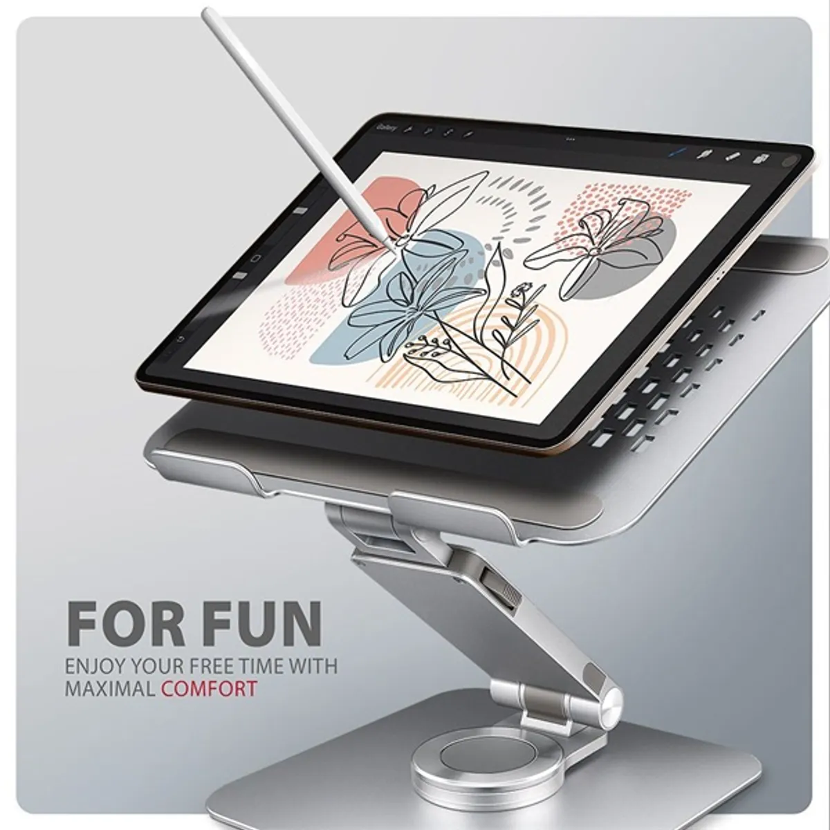 AXAGON STND-LR ALU HQ ezüst 360 fokos forgatás 10"-17,3" laptop állvány #7