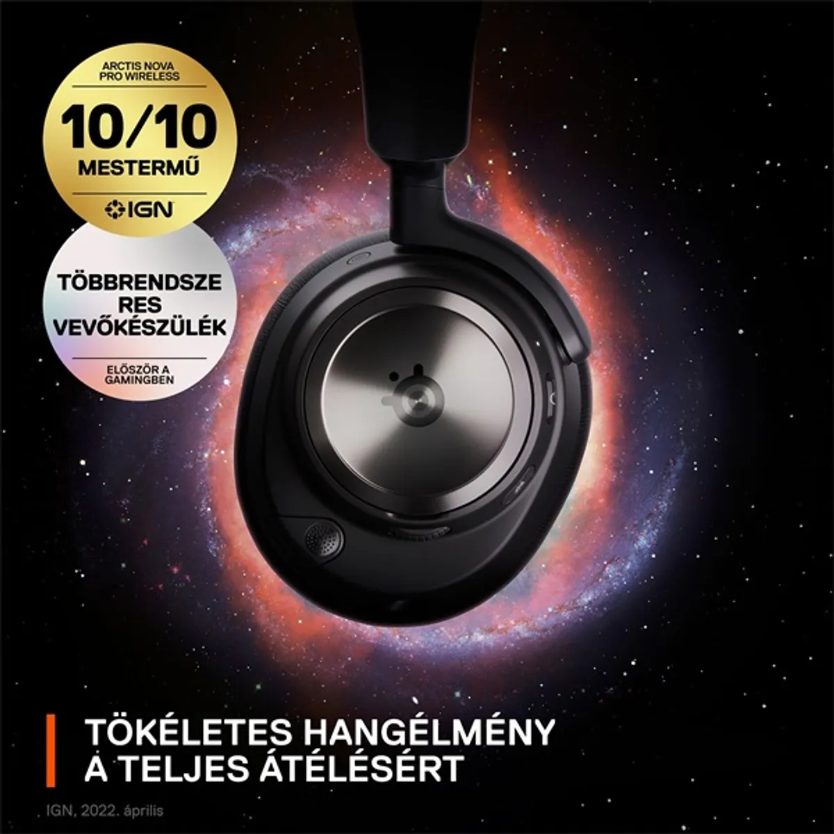 STEELSERIES 61521 Arctis Nova Pro Wireless Bluetooth gamer fejhallgató 12 m 40 mm 38 ohm 10-22000 Hz 100-6500 Hz 22 óra zajcsökkentő mikrofon balos #6