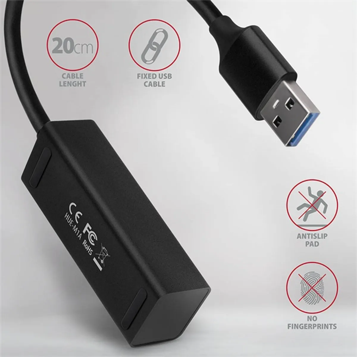 AXAGON HUE-M1A 4-portos USB hub USB 3.2 Gen 1 alumínium test 20 cm kábel #4