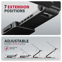 Axagon STND-LRB laptopállvány 360° forgatás, dupla zsanér, kihúzható kar, fekete, 10–17.3" készülékekhez #4
