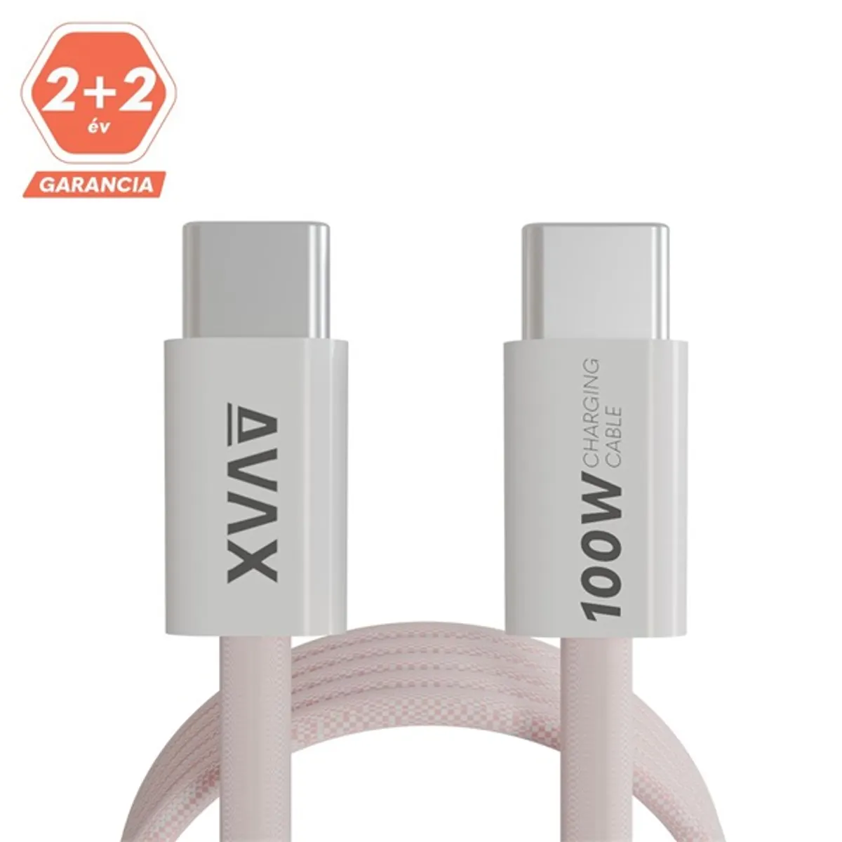 AVAX CB610P Magnety USB-C adat- és töltőkábel 100W 1m rózsaszín fonott #1