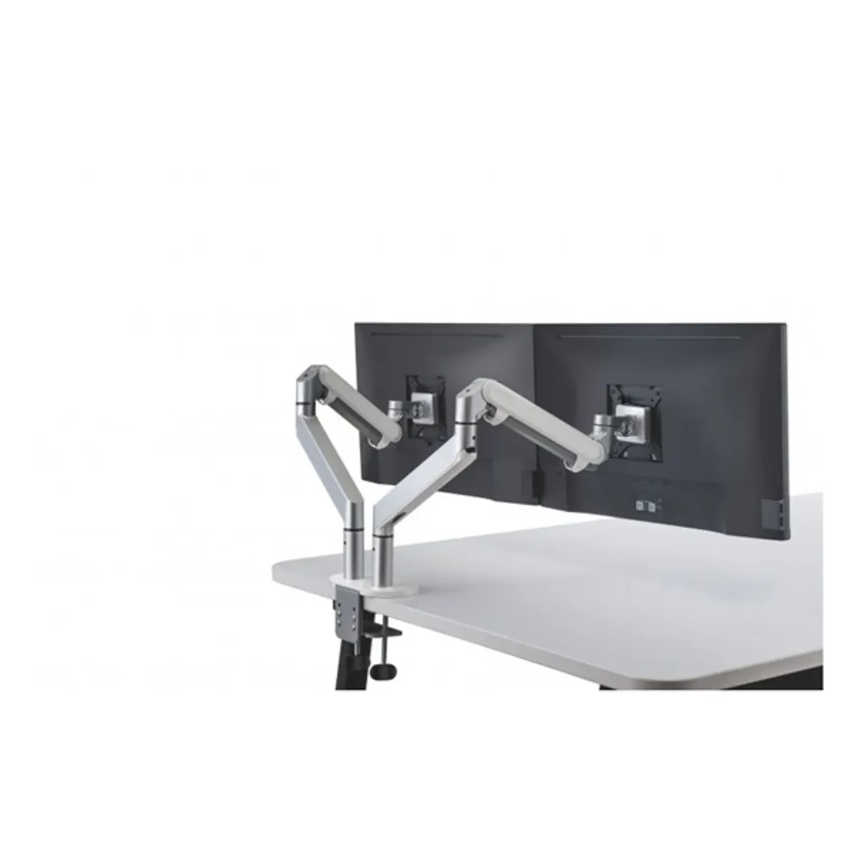 Spire CG-UGOZ-2S duál asztali monitor tartó 27" VESA 75x75;100x100 180 fok billentés 360 fok forgatás 80-410 mm magasság 9 kg alumínium ezüst #8