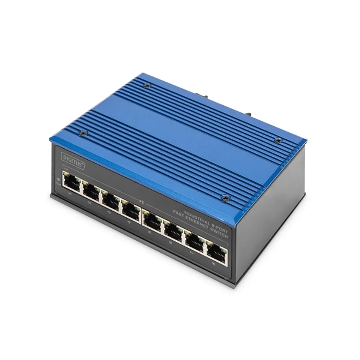 DIGITUS DN-650106 Ipari 8-portos Fast Ethernet Switch Fém Fekete-kék DIN-sínre és falra szerelhető #1