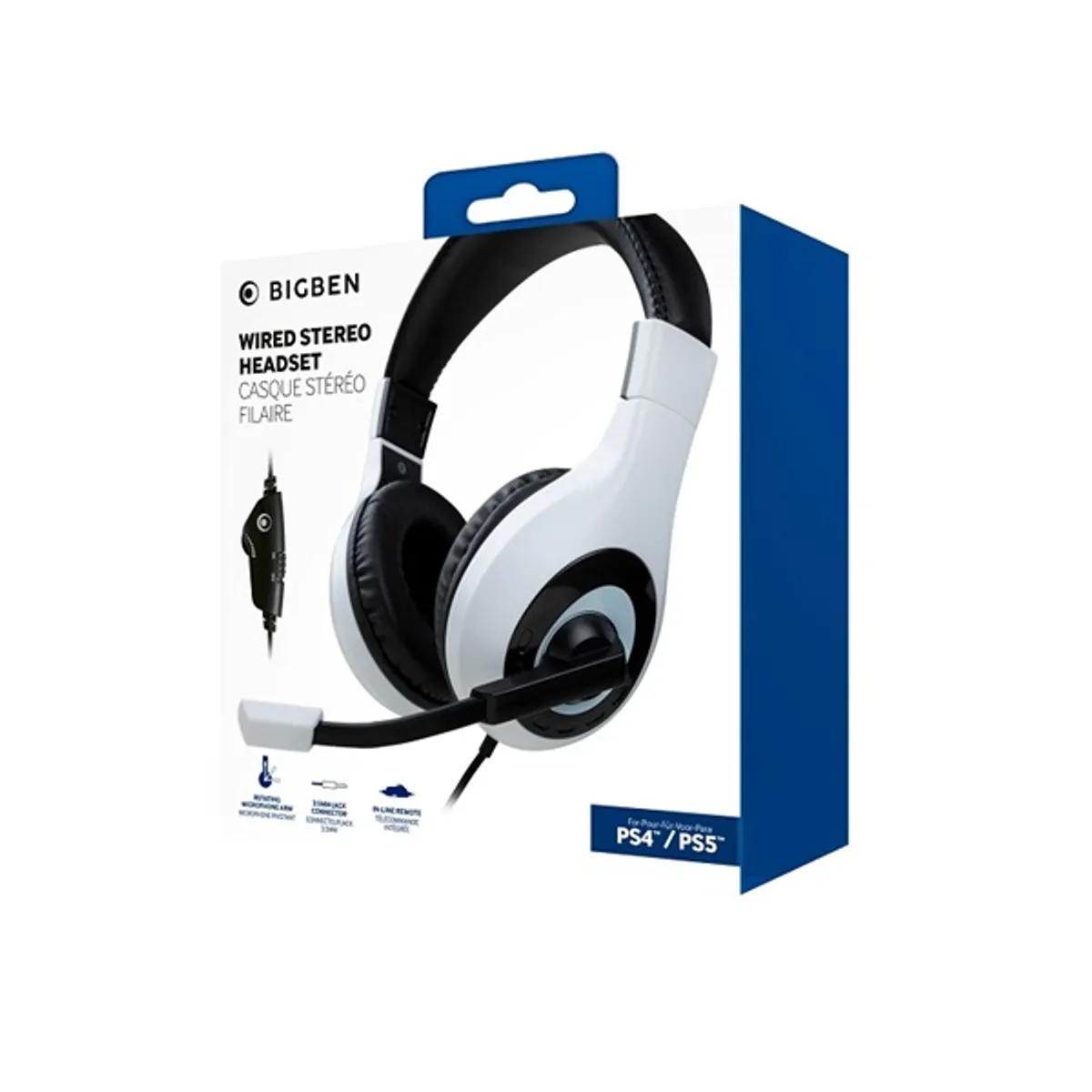 BigBen 2807365 V1 Fehér 2.0 headset PS4 PS5 kompatibilis 40 mm hangszóró 3,5 mm jack 120 cm vezetékes #1