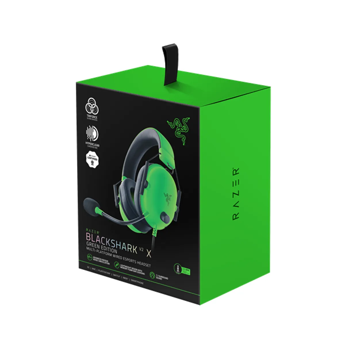 Razer RZ04-03240600-R3M1 BlackShark V2 X zöld 7.1 fejhallgató, 50 mm, 32 ohm, 3,5 mm csatlakozás, zajcsökkentős mikrofon balos #5