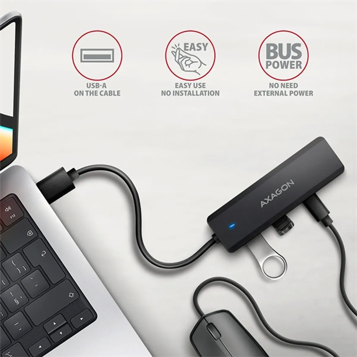 AXAGON HUE-C2A usb hub külső tápos 4-portos #4