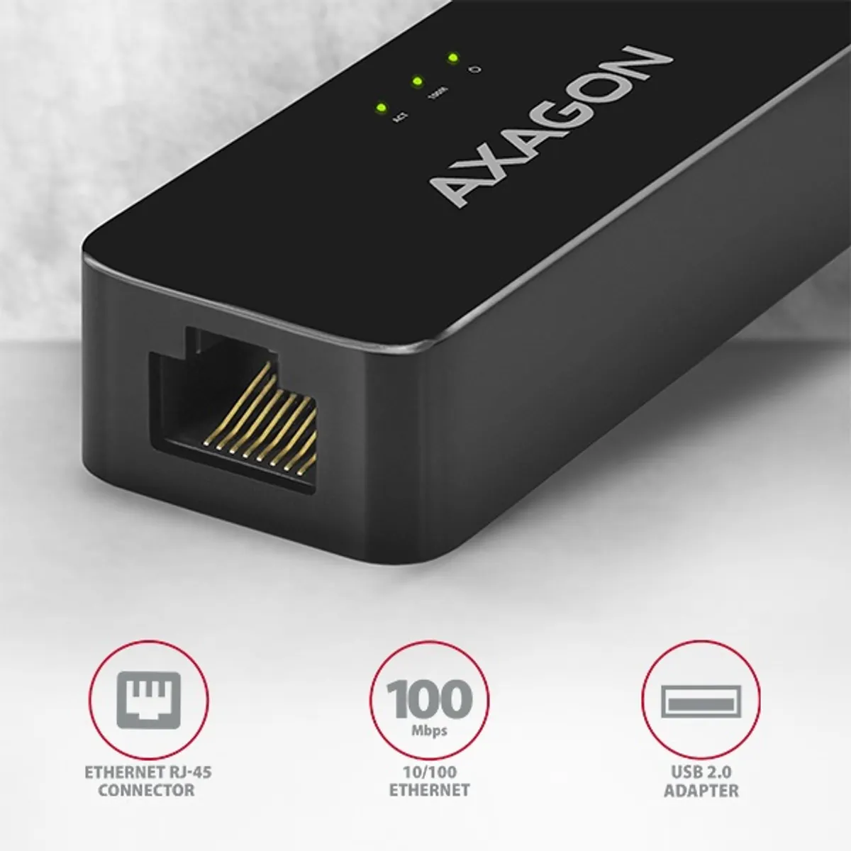 Axagon ADE-XR USB 2.0 Fast Ethernet adapter USB 2.0 A RJ45 5 cm fekete szerelt #2