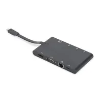 Digitus DA-70865 usb type-c univerzális utazó dokkoló 9-port hdmi 4k vga rj45 microsd sd mmc szürke