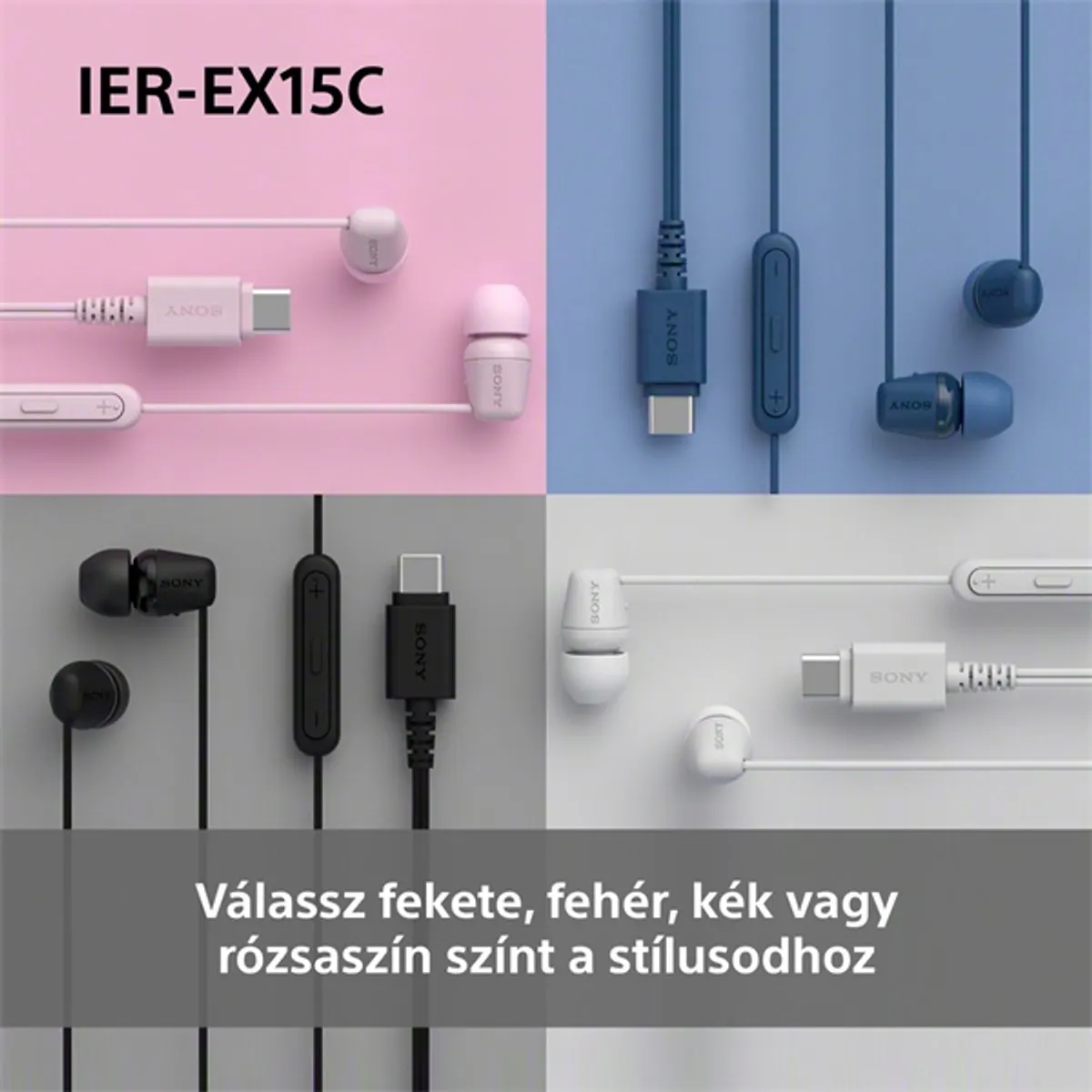 Sony IEREX15CL.CE7 USB Type-C vezetékes mikrofonos fülhallgató kék 120 cm #7