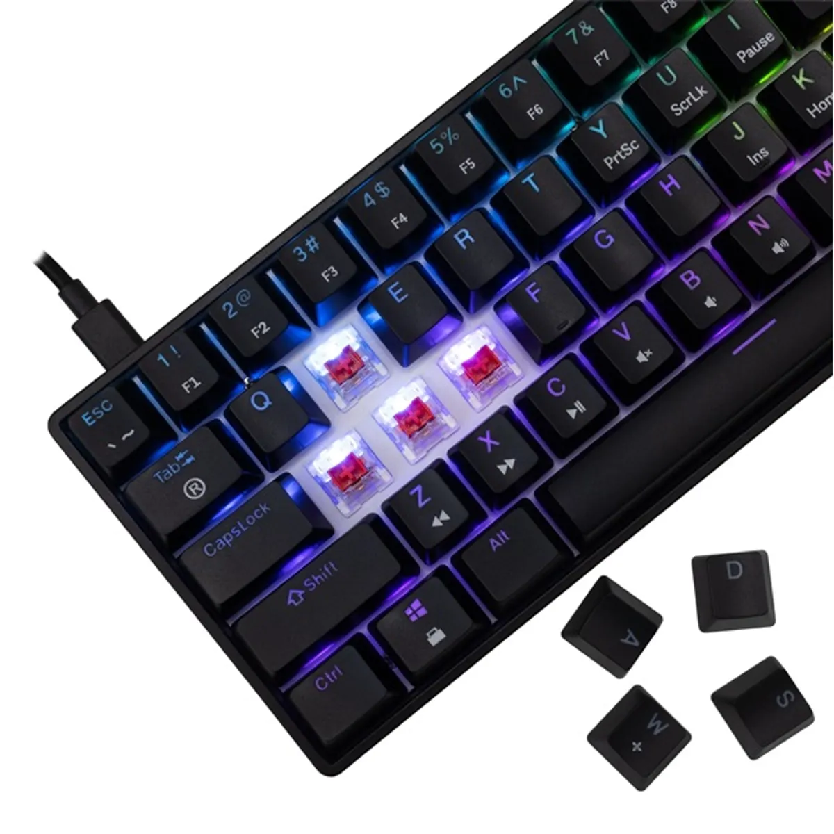 White Shark WS GK-004111B-R-US Shinobi 2 61-62 kulcsos kicserélhető piros kapcsoló USB-C RGB 1,8 m #3