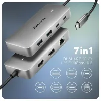 Axagon HMC-CUB83X2 USB-C hub 7in1 10Gbps USB-C USB-A HDMI DisplayPort RJ-45 15 cm kábel #2