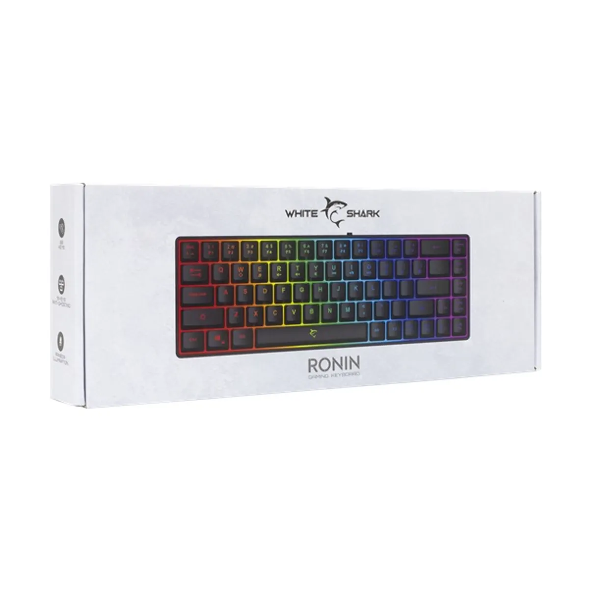WHITE SHARK WS GK-2201B-HU Ronin 19-billentyűs anti-ghosting 68 billentyűs kompakt magyar kiosztás Rainbow LED membrán USB 2.0 1.5 m kábel #5